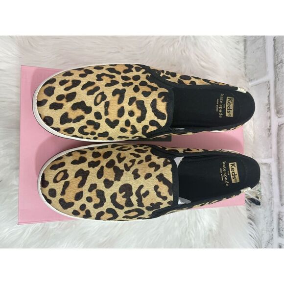New Keds For Kate Spade Double Decker Leopard Calf Hair Mule Size 10 - Picture 3 of 8